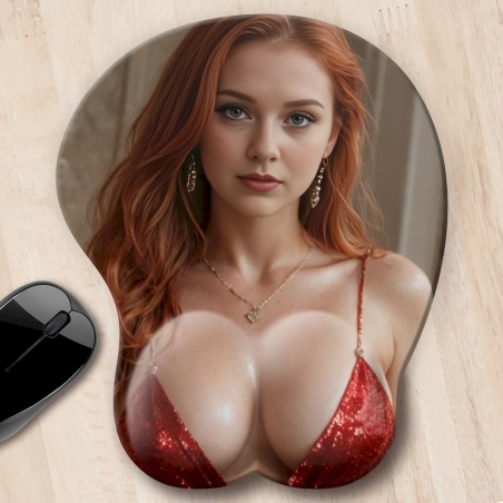 Linda Red - Dress - 3D mouse pad with silicon breasts, wrist rest